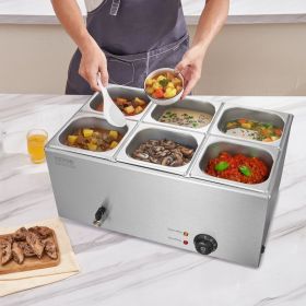 Commercial Electric Food Warmer 6-Pan Countertop Buffet 14.3QT Bain Marie