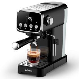 20 BAR Slim Espresso Machine With Milk Frother, Cup Warmer, 43 OZ Detachable Tank, For Espresso, Americano, Latte, Space-Saving, Screen Button, Black,