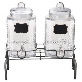 Drink Dispenser 1.5 Gal Beverage Dispenser for Parties Glass with Stand 2PCS